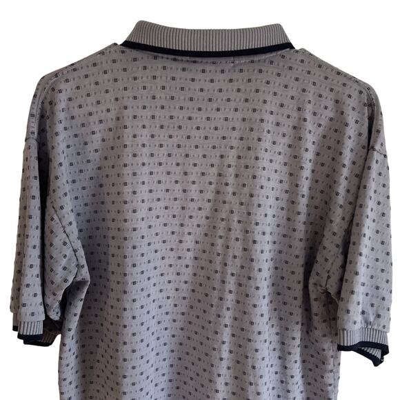 Vtg Yves Saint Laurent Polo Shirt Men's Sz M 100% Cotton Blue Gray Geometric - Picture 3 of 16